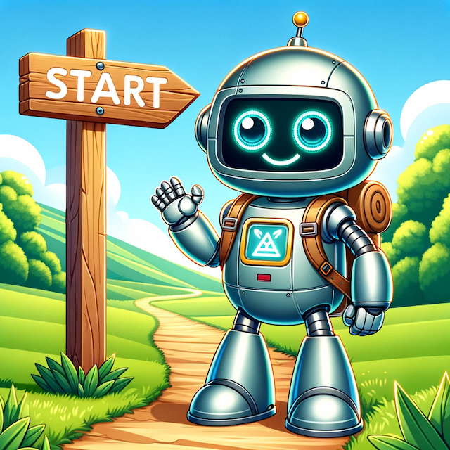 A robot on the beginning of a hiking trail.