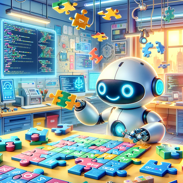 A robot assembling a jigsaw puzzle.